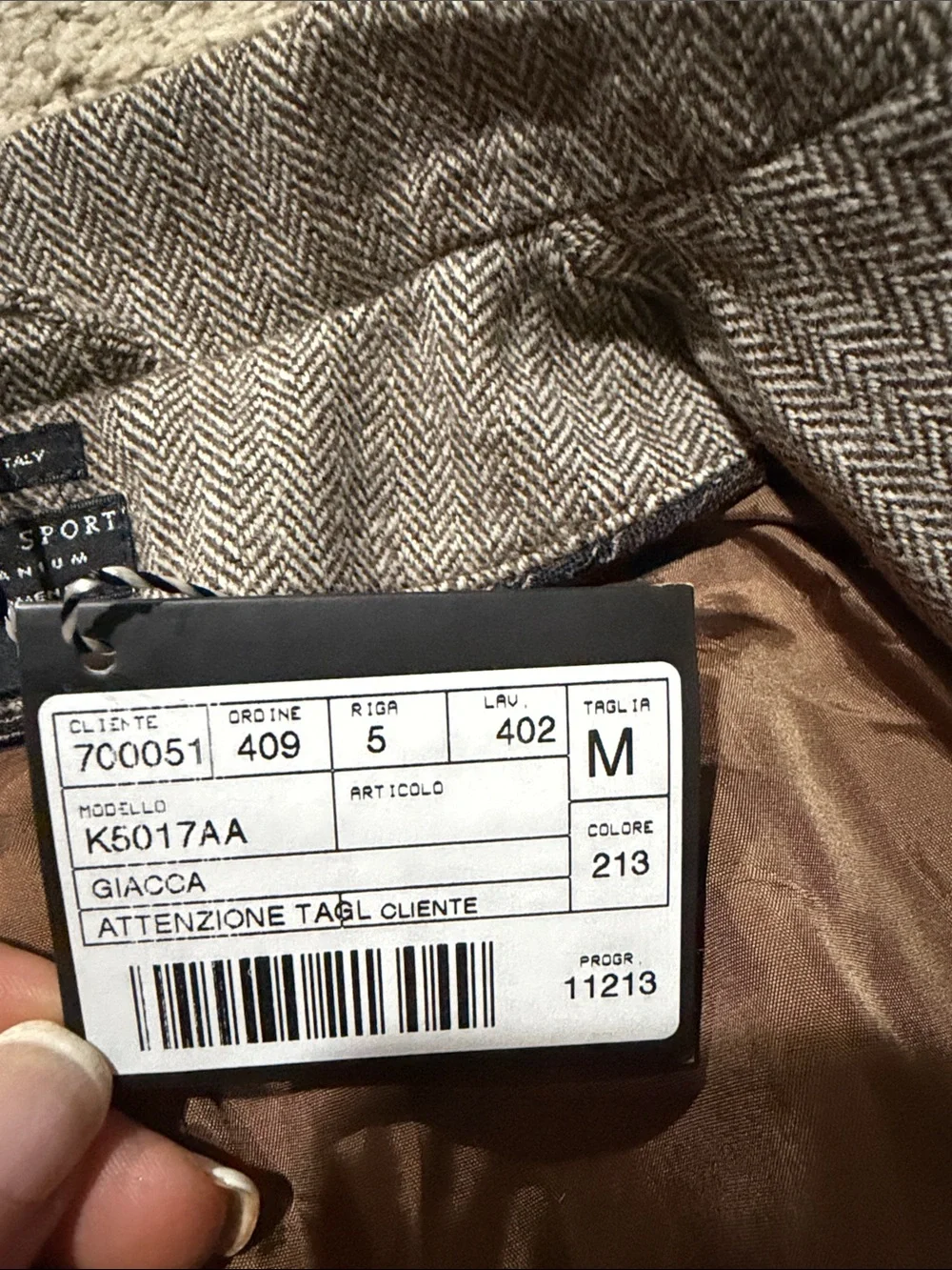 NWT Como Sport titanium Taupe Herringbone Sport Coat
